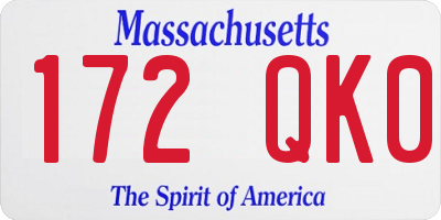 MA license plate 172QK0