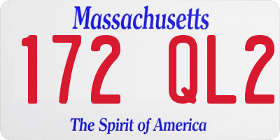 MA license plate 172QL2