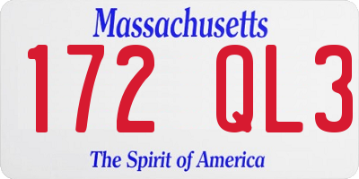 MA license plate 172QL3
