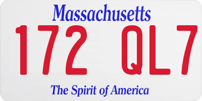 MA license plate 172QL7