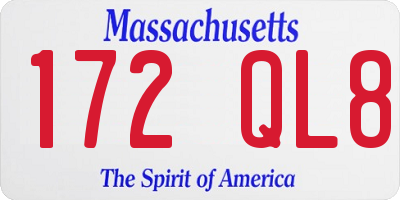 MA license plate 172QL8