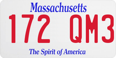 MA license plate 172QM3