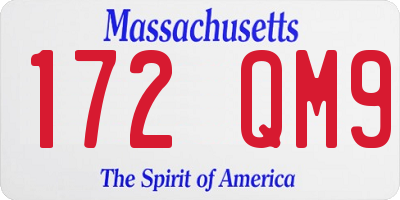 MA license plate 172QM9