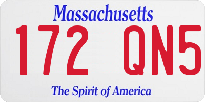 MA license plate 172QN5
