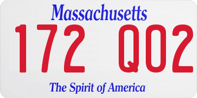 MA license plate 172QO2