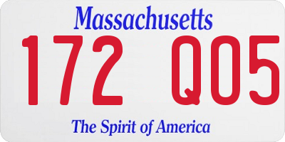 MA license plate 172QO5