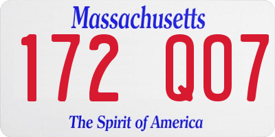 MA license plate 172QO7