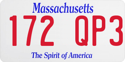 MA license plate 172QP3