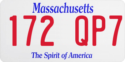 MA license plate 172QP7