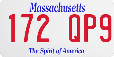 MA license plate 172QP9