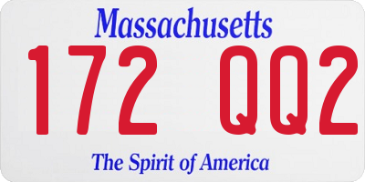 MA license plate 172QQ2