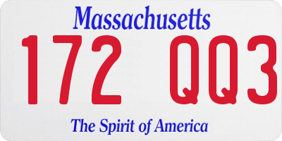 MA license plate 172QQ3