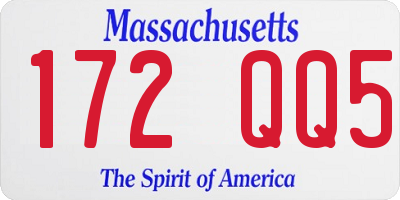 MA license plate 172QQ5