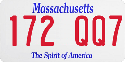 MA license plate 172QQ7