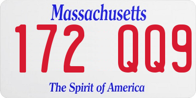 MA license plate 172QQ9