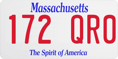 MA license plate 172QR0