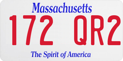 MA license plate 172QR2