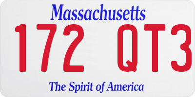 MA license plate 172QT3