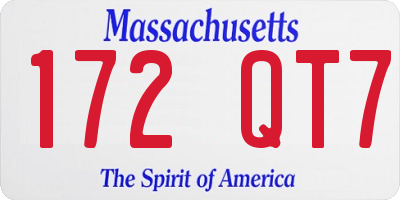 MA license plate 172QT7