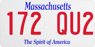 MA license plate 172QU2