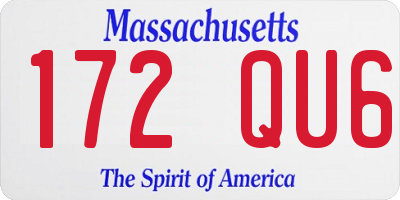 MA license plate 172QU6