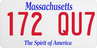 MA license plate 172QU7