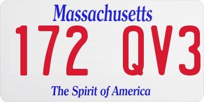 MA license plate 172QV3