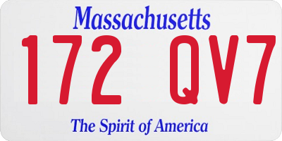 MA license plate 172QV7