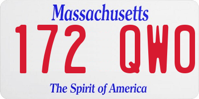 MA license plate 172QW0