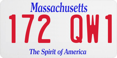 MA license plate 172QW1