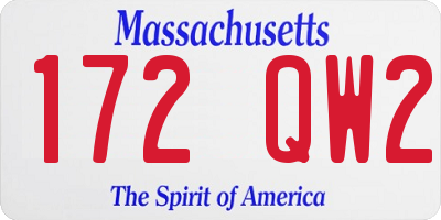 MA license plate 172QW2