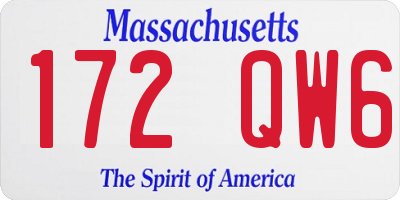 MA license plate 172QW6