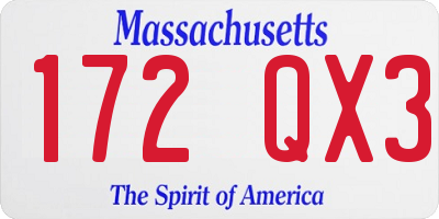 MA license plate 172QX3