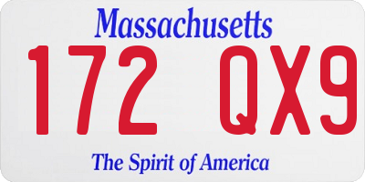 MA license plate 172QX9