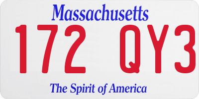 MA license plate 172QY3