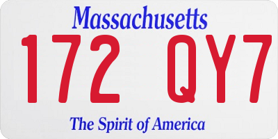 MA license plate 172QY7