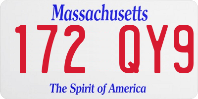 MA license plate 172QY9