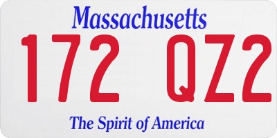 MA license plate 172QZ2
