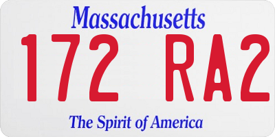 MA license plate 172RA2