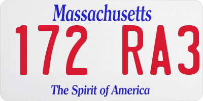 MA license plate 172RA3