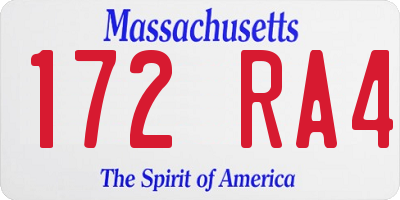 MA license plate 172RA4