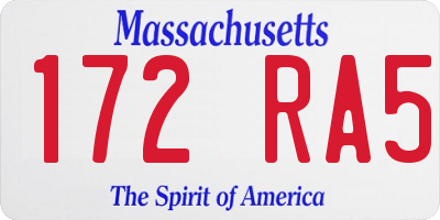 MA license plate 172RA5