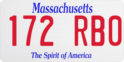 MA license plate 172RB0