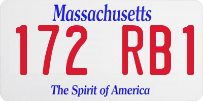 MA license plate 172RB1