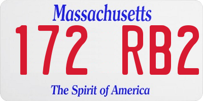 MA license plate 172RB2