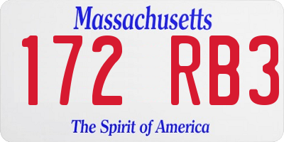 MA license plate 172RB3