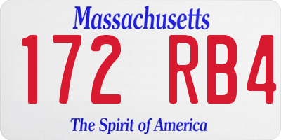 MA license plate 172RB4