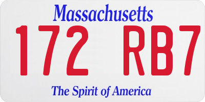 MA license plate 172RB7