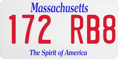 MA license plate 172RB8