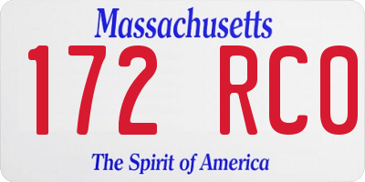 MA license plate 172RC0